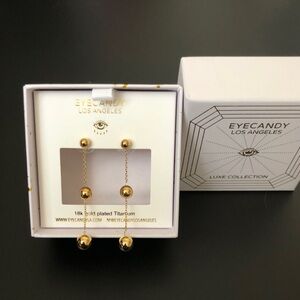 Eye Candy 18k plated titanium golden ball drop earrings jewelry